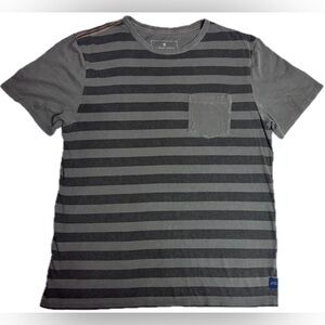 Roark Revival Striped Pocket T Shirt Mens M Gray Black Casual Tee